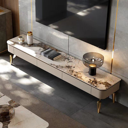 Console TV contemporanea con contenitore chiuso Console porta TV in pietra con gambe e cassetti