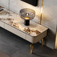 Console TV contemporanea con contenitore chiuso Console porta TV in pietra con gambe e cassetti