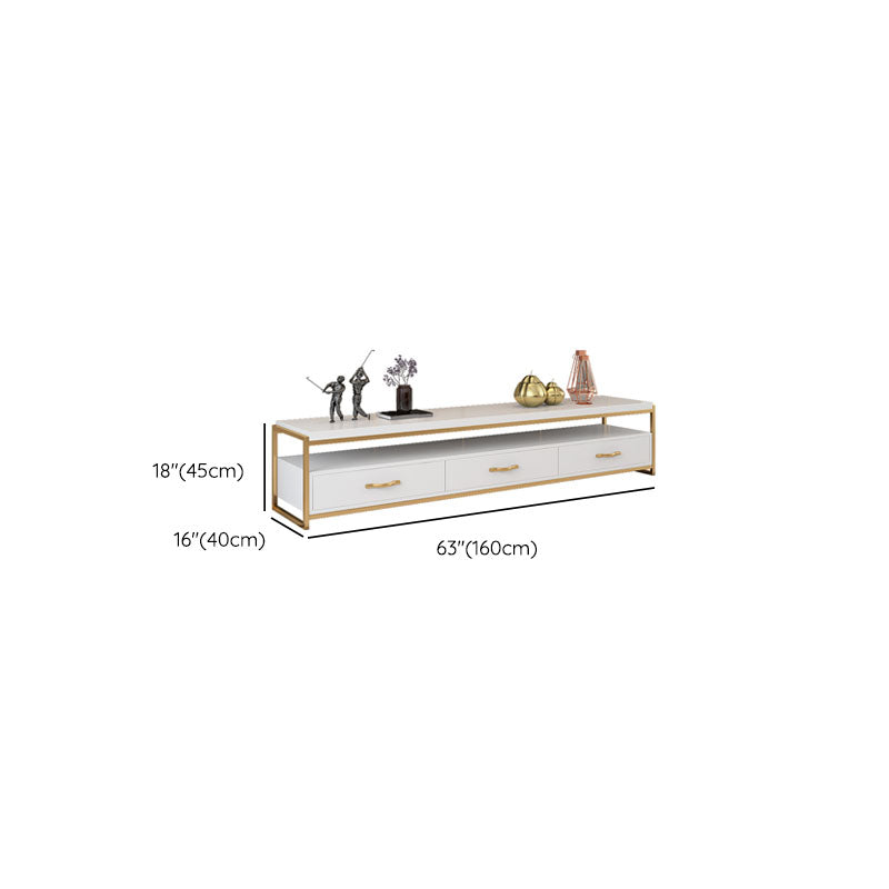 Glam TV Media Stand Console multimédia de rangement ouverte avec 3 tiroirs