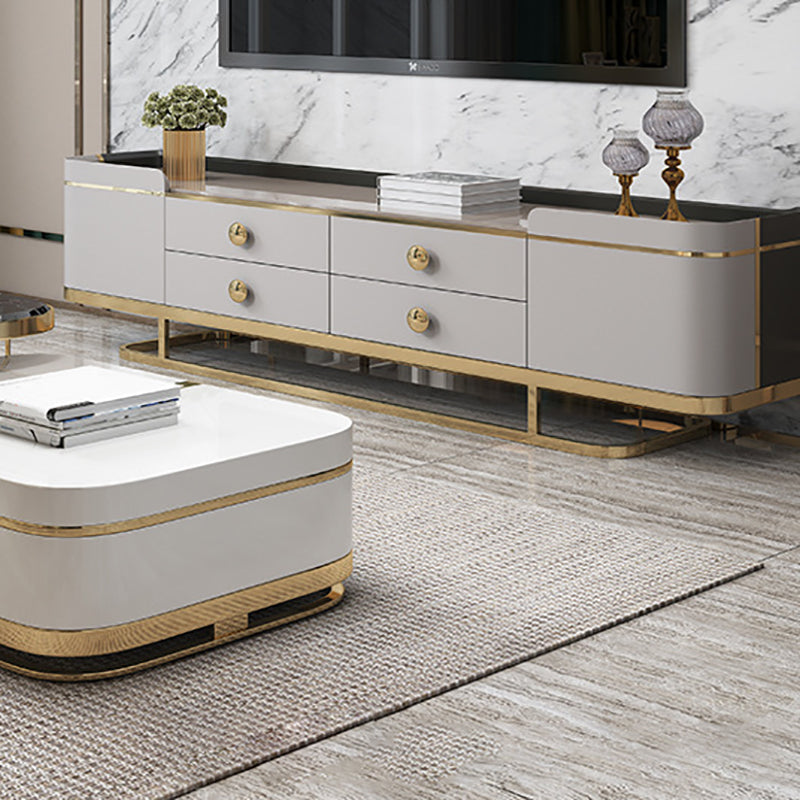 Glam Stone Stand Console Console multimediale di archiviazione chiusa con cassetti per soggiorno