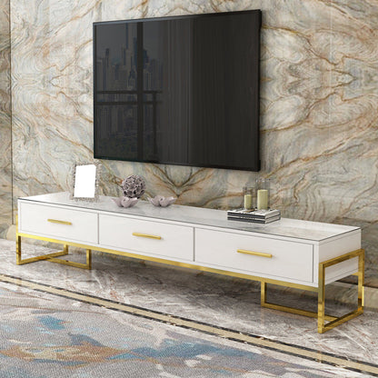 Console multimédia de rangement fermée Console de meuble TV Glam avec 3 tiroirs