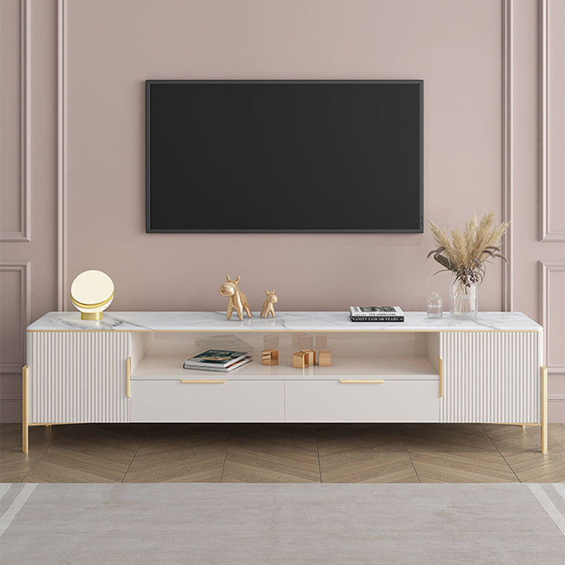 Glam Stone Stand Console Drawers Included Media Console with Legs 87"L x 16"W x 22"H Clearhalo 'furn' 'furn_tv_stands_entertainment_centers' 'Furniture' 'Living Room Furniture' 'TV Stands & Entertainment Centers' 'TV Stands & Media Storage Furniture' 'tv_stands_entertainment_centers' 6439459