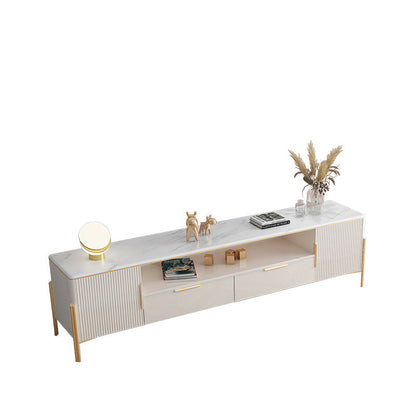 Glam Stone Stand Console Drawers Included Media Console with Legs Clearhalo 'furn' 'furn_tv_stands_entertainment_centers' 'Furniture' 'Living Room Furniture' 'TV Stands & Entertainment Centers' 'TV Stands & Media Storage Furniture' 'tv_stands_entertainment_centers' 6439462