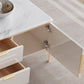 Glam Stone Stand Console Drawers Included Media Console with Legs Clearhalo 'furn' 'furn_tv_stands_entertainment_centers' 'Furniture' 'Living Room Furniture' 'TV Stands & Entertainment Centers' 'TV Stands & Media Storage Furniture' 'tv_stands_entertainment_centers' 6439466