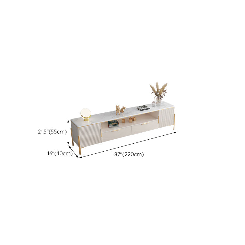 Glam Stone Stand Console Drawers Included Media Console with Legs Clearhalo 'furn' 'furn_tv_stands_entertainment_centers' 'Furniture' 'Living Room Furniture' 'TV Stands & Entertainment Centers' 'TV Stands & Media Storage Furniture' 'tv_stands_entertainment_centers' 6439472