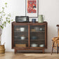 Modern Glass Doors Display Stand Pine Storage Cabinet for Living Room 39.4"L x 11.8"W x 37.4"H Dark Walnut Clearhalo 'Display & China Cabinets' 'display_china_cabinets' 'furn' 'furn_display_china_cabinets' 'Furniture' 'Kitchen & Dining Furniture' 6439476