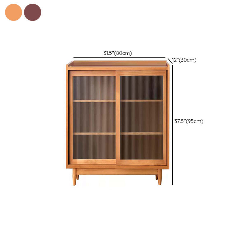 Modern Glass Doors Display Stand Pine Storage Cabinet for Living Room Clearhalo 'Display & China Cabinets' 'display_china_cabinets' 'furn' 'furn_display_china_cabinets' 'Furniture' 'Kitchen & Dining Furniture' 6439486