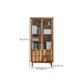 Modern Glass Doors Display Stand Pine Storage Cabinet with Doors for Living Room