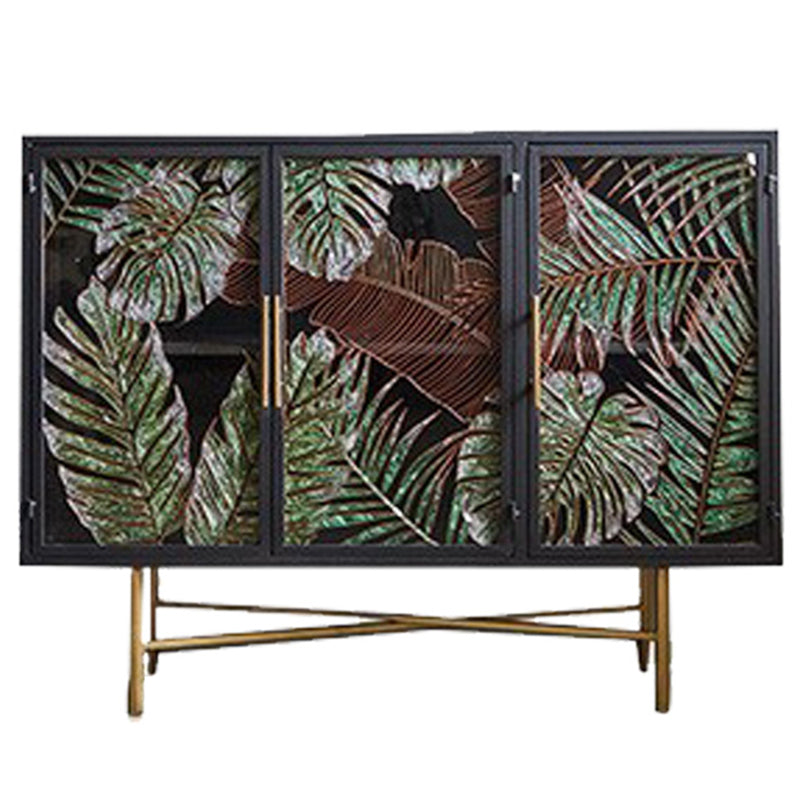 Modern Metal Display Stand Glass Doors Storage Cabinet for Living Room 41"L x 14"W x 31"H Grey Clearhalo 'Display & China Cabinets' 'display_china_cabinets' 'furn' 'furn_display_china_cabinets' 'Furniture' 'Kitchen & Dining Furniture' 6439506