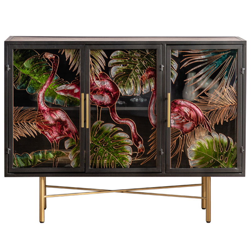 Modern Metal Display Stand Glass Doors Storage Cabinet for Living Room 41"L x 14"W x 31"H Gray-Red Clearhalo 'Display & China Cabinets' 'display_china_cabinets' 'furn' 'furn_display_china_cabinets' 'Furniture' 'Kitchen & Dining Furniture' 6439510