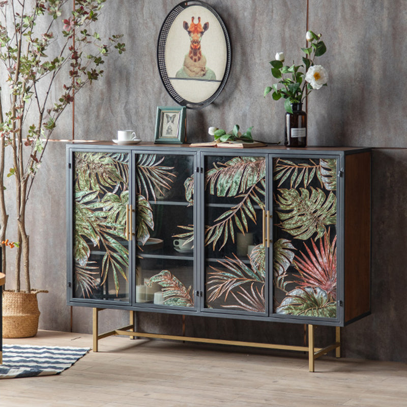 Modern Metal Display Stand Glass Doors Storage Cabinet for Living Room Clearhalo 'Display & China Cabinets' 'display_china_cabinets' 'furn' 'furn_display_china_cabinets' 'Furniture' 'Kitchen & Dining Furniture' 6439517