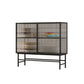 Modern Metal Curio Cabinet Glass Doors Hutch Buffet for Dining Room