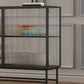 Modern Metal Curio Cabinet Glass Doors Hutch Buffet for Dining Room