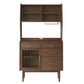 Contemporary Pine Dining Hutch Glass Doors Buffet Cabinet with Doors 33"L x 16"W x 65"H Dark Walnut Clearhalo 'Display & China Cabinets' 'display_china_cabinets' 'furn' 'furn_display_china_cabinets' 'Furniture' 'Kitchen & Dining Furniture' 6439566