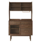 Contemporary Pine Dining Hutch Glass Doors Buffet Cabinet with Doors 39"L x 16"W x 65"H Dark Walnut Clearhalo 'Display & China Cabinets' 'display_china_cabinets' 'furn' 'furn_display_china_cabinets' 'Furniture' 'Kitchen & Dining Furniture' 6439568