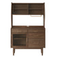 Contemporary Pine Dining Hutch Glass Doors Buffet Cabinet with Doors 47"L x 16"W x 65"H Dark Walnut Clearhalo 'Display & China Cabinets' 'display_china_cabinets' 'furn' 'furn_display_china_cabinets' 'Furniture' 'Kitchen & Dining Furniture' 6439570