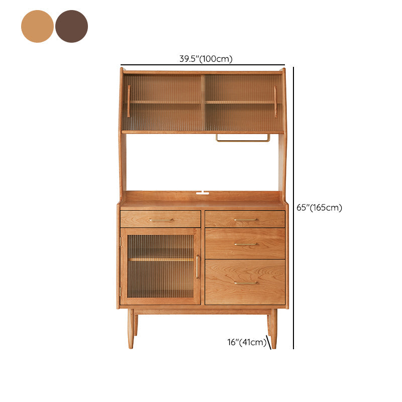 Contemporary Pine Dining Hutch Glass Doors Buffet Cabinet with Doors Clearhalo 'Display & China Cabinets' 'display_china_cabinets' 'furn' 'furn_display_china_cabinets' 'Furniture' 'Kitchen & Dining Furniture' 6439576