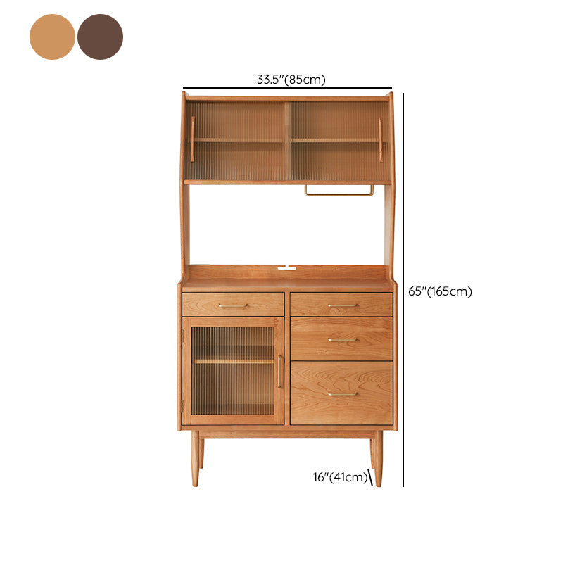 Contemporary Pine Dining Hutch Glass Doors Buffet Cabinet with Doors Clearhalo 'Display & China Cabinets' 'display_china_cabinets' 'furn' 'furn_display_china_cabinets' 'Furniture' 'Kitchen & Dining Furniture' 6439578