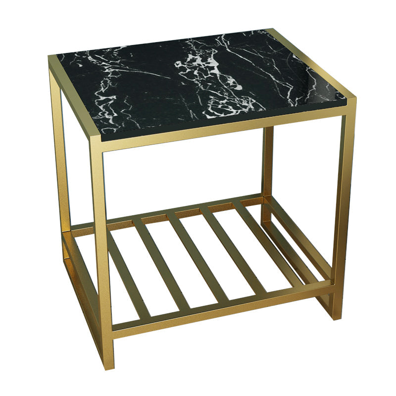 1 Shelf Industrial Nightstand Stone Open Storage Night Table 19.7" Tall Gold 1 Piece Black Clearhalo 'Bedroom Furniture' 'furn' 'furn_night_stand' 'Furniture' 'night_stand' 'Nightstands' 6439641