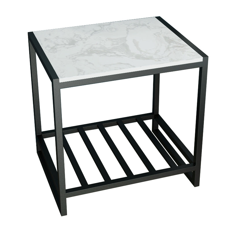 1 Shelf Industrial Nightstand Stone Open Storage Night Table 19.7" Tall Clearhalo 'Bedroom Furniture' 'furn' 'furn_night_stand' 'Furniture' 'night_stand' 'Nightstands' 6439648