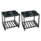 1 Shelf Industrial Nightstand Stone Open Storage Night Table 19.7" Tall Black 2 Piece Set Black Clearhalo 'Bedroom Furniture' 'furn' 'furn_night_stand' 'Furniture' 'night_stand' 'Nightstands' 6439649