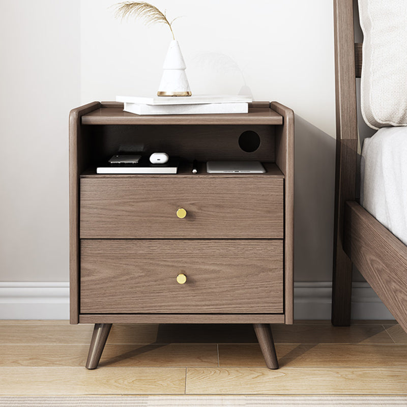 2 Drawers Night Table 1 Shelf Solid Wood Nightstand With Legs ,20.9" Tall Clearhalo 'Bedroom Furniture' 'furn' 'furn_night_stand' 'Furniture' 'night_stand' 'Nightstands' 6439661