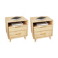 2 Drawers Night Table 1 Shelf Solid Wood Nightstand With Legs ,20.9" Tall Natural 2 Piece Set Grooves Clearhalo 'Bedroom Furniture' 'furn' 'furn_night_stand' 'Furniture' 'night_stand' 'Nightstands' 6439669
