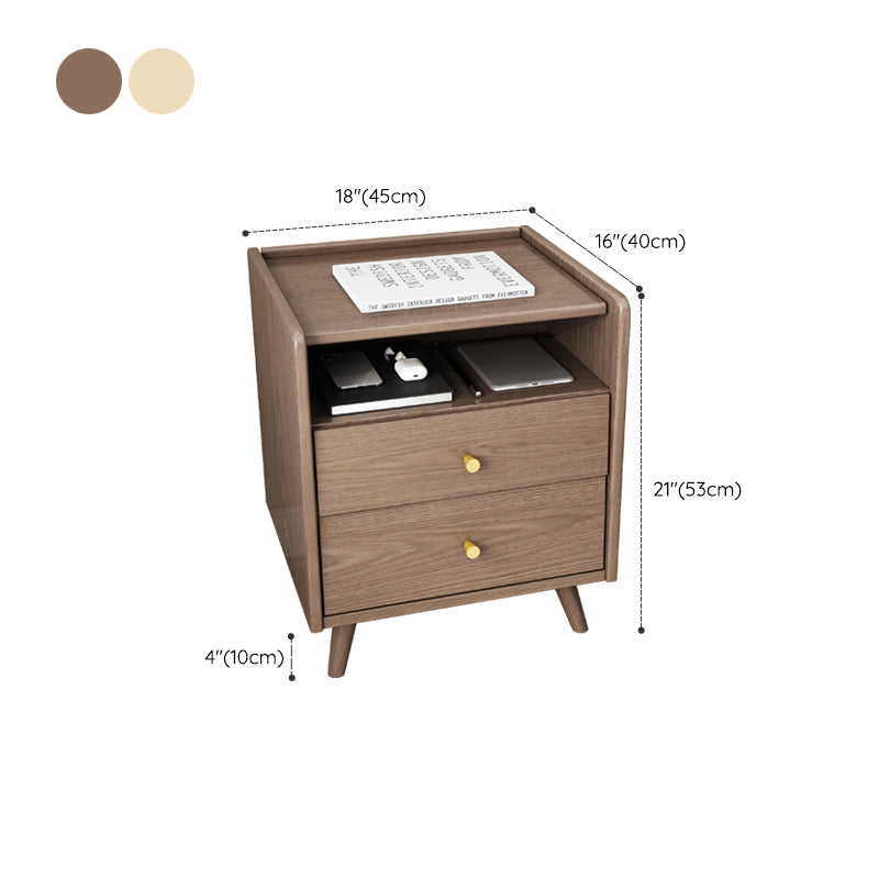 2 Drawers Night Table 1 Shelf Solid Wood Nightstand With Legs ,20.9" Tall Clearhalo 'Bedroom Furniture' 'furn' 'furn_night_stand' 'Furniture' 'night_stand' 'Nightstands' 6439679