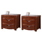 Contemporary Nightstand Solid Wood Bedside Cabinet with 2 Drawers