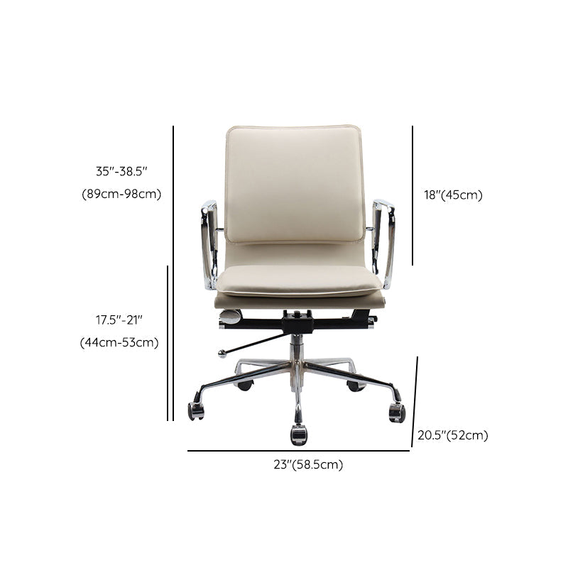 Modern Desk Chair Leather Computer Chair Mid-Back Chair with Wheels/No Wheels Clearhalo 'furn' 'furn_office_chair' 'Furniture' 'Office Chairs' 'Office Furniture' 'office_chair' 6439826