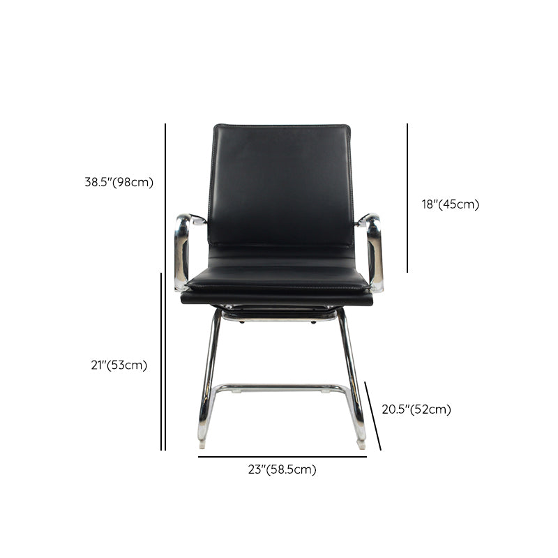 Modern Desk Chair Leather Computer Chair Mid-Back Chair with Wheels/No Wheels Clearhalo 'furn' 'furn_office_chair' 'Furniture' 'Office Chairs' 'Office Furniture' 'office_chair' 6439827