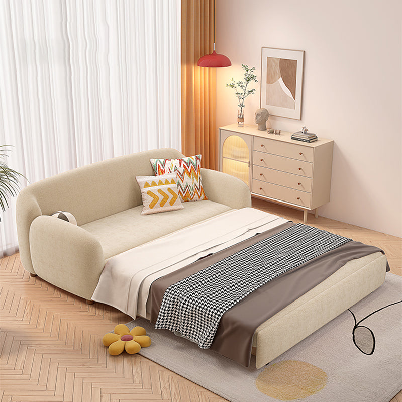 Beige Daybed Metal Frame Kids Bed with Mattress and Headboard