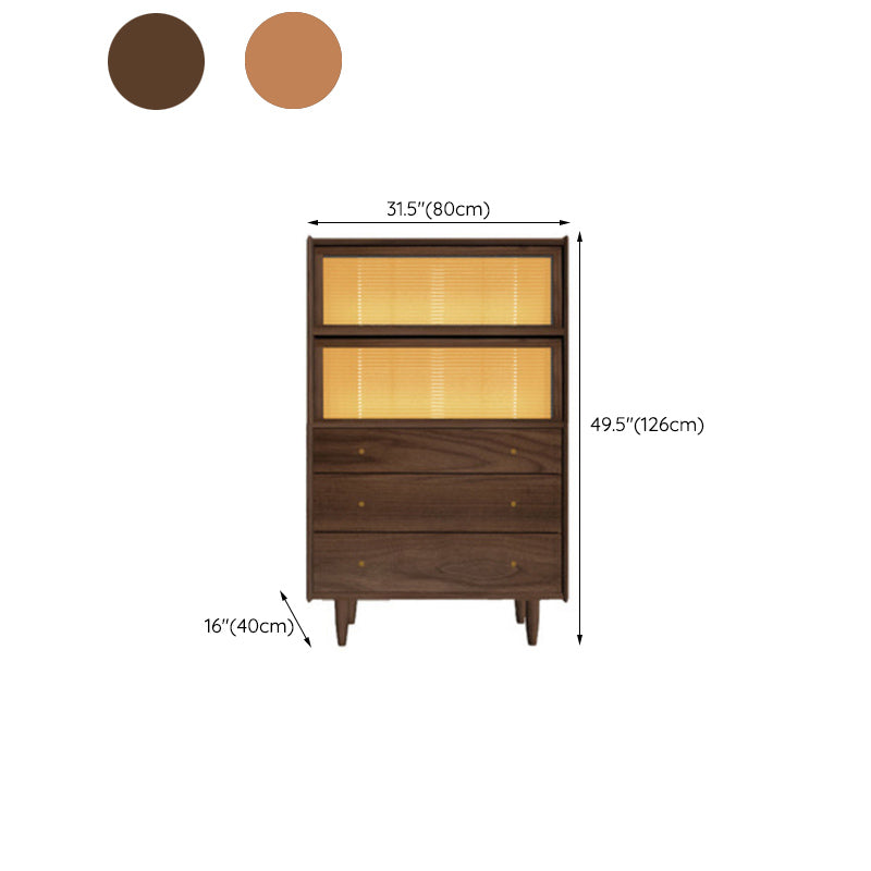 Contemporary Cabinet Solid Wood 3 - Drawer With Doors Glass Paned Accent Cabinet Clearhalo 'Cabinets & Chests' 'cabinets_chests' 'furn' 'furn_cabinets_chests' 'Furniture' 'Living Room Furniture' 6440023
