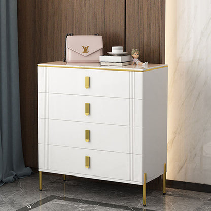 Glam Stone Coffre de rangement blanc 16" de large pour chambre à coucher avec tiroirs