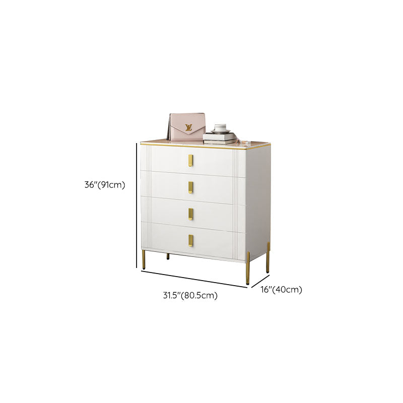 Glam Stone Coffre de rangement blanc 16" de large pour chambre à coucher avec tiroirs
