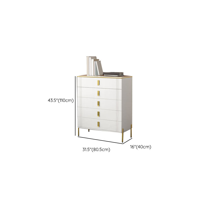 Glam Stone Coffre de rangement blanc 16" de large pour chambre à coucher avec tiroirs