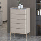 Cómoda de almacenamiento de piedra vertical Glam para dormitorio, cómoda de 16 "de ancho con patas de metal