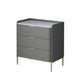 Cómoda de almacenamiento de piedra vertical Glam para dormitorio, cómoda de 16 "de ancho con patas de metal