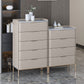Cómoda de almacenamiento de piedra vertical Glam para dormitorio, cómoda de 16 "de ancho con patas de metal