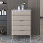 Cómoda de almacenamiento de piedra vertical Glam para dormitorio, cómoda de 16 "de ancho con patas de metal