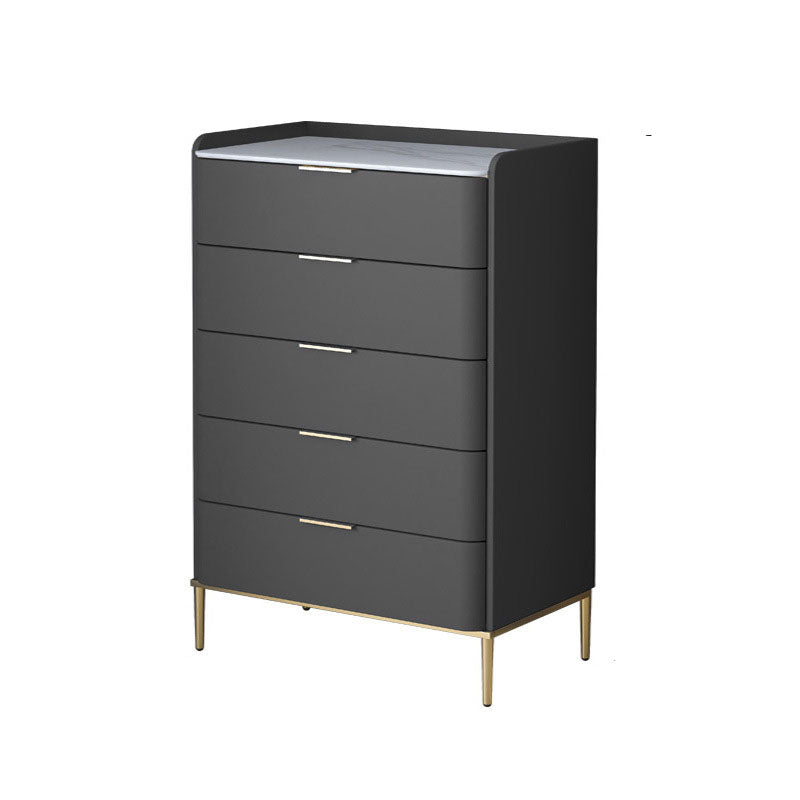 Cómoda de almacenamiento de piedra vertical Glam para dormitorio, cómoda de 16 "de ancho con patas de metal