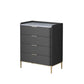 Cómoda de almacenamiento de piedra vertical Glam para dormitorio, cómoda de 16 "de ancho con patas de metal