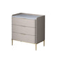 Cómoda de almacenamiento de piedra vertical Glam para dormitorio, cómoda de 16 "de ancho con patas de metal