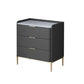 Cómoda de almacenamiento de piedra vertical Glam para dormitorio, cómoda de 16 "de ancho con patas de metal