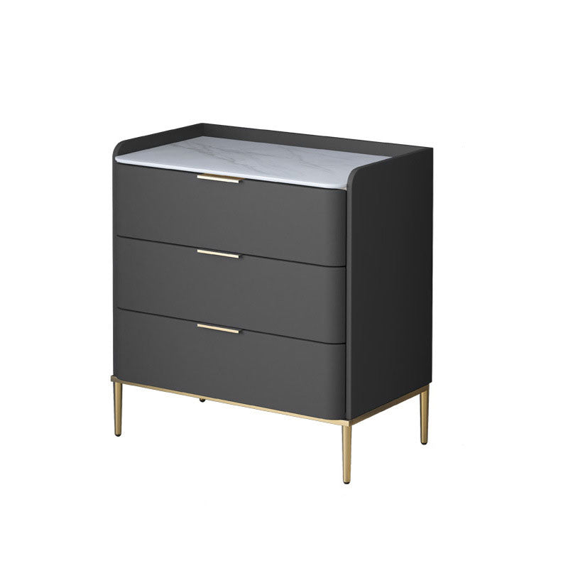 Cómoda de almacenamiento de piedra vertical Glam para dormitorio, cómoda de 16 "de ancho con patas de metal