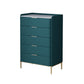 Cómoda de almacenamiento de piedra vertical Glam para dormitorio, cómoda de 16 "de ancho con patas de metal