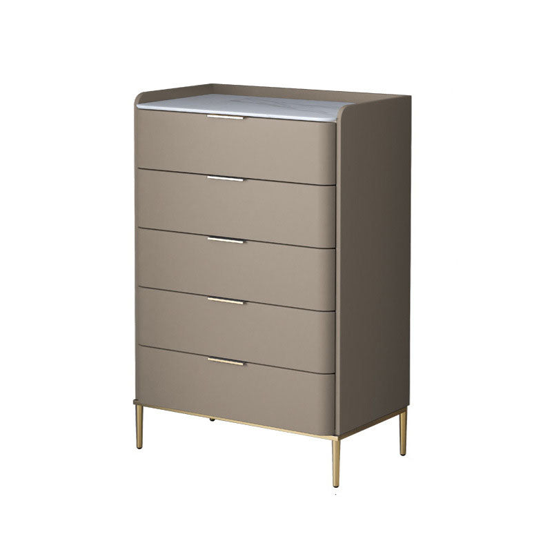 Cómoda de almacenamiento de piedra vertical Glam para dormitorio, cómoda de 16 "de ancho con patas de metal