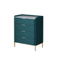 Cómoda de almacenamiento de piedra vertical Glam para dormitorio, cómoda de 16 "de ancho con patas de metal