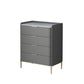 Cómoda de almacenamiento de piedra vertical Glam para dormitorio, cómoda de 16 "de ancho con patas de metal