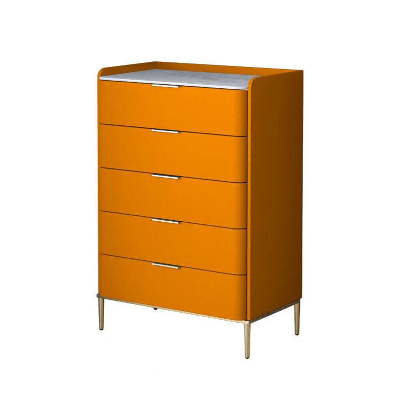 Cómoda de almacenamiento de piedra vertical Glam para dormitorio, cómoda de 16 "de ancho con patas de metal
